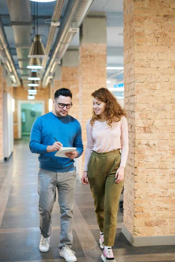 man and woman discussing